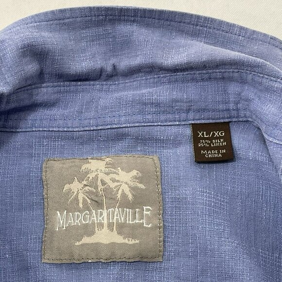 Margaritaville Linen Silk Hawaiian Button Shirt Men Sz XL Workwear Summer Relax - Picture 7 of 12